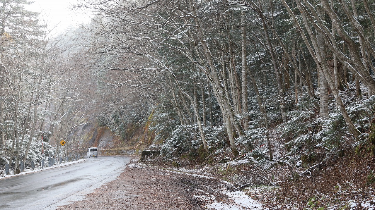 雪の金精峠といろは坂の紅葉