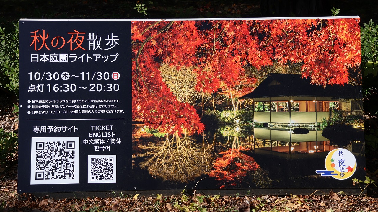 東京都の国営昭和記念公園の日本庭園の紅葉